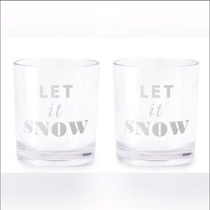 Set of “Let it Snow” Kate Spade drinkware cups.